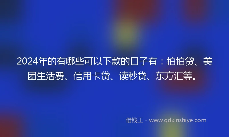 2024年的有哪些可以下款的口子有：拍拍贷、美团生活费、信用卡贷、读秒贷、东方汇等。