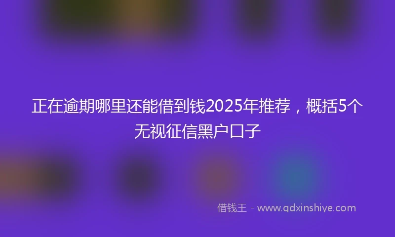 正在逾期哪里还能借到钱2025年推荐，概括5个无视征信黑户口子