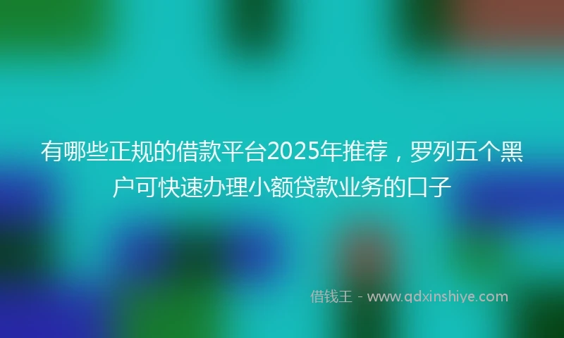 有哪些正规的借款平台2025年推荐，罗列五个黑户可快速办理小额贷款业务的口子