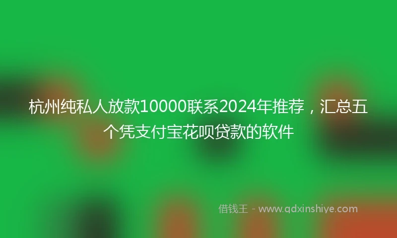 杭州纯私人放款10000联系2024年推荐，汇总五个凭支付宝花呗贷款的软件