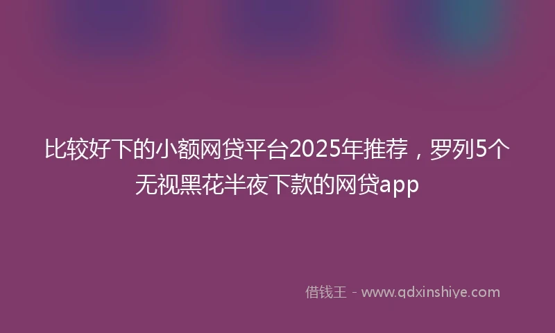 比较好下的小额网贷平台2025年推荐，罗列5个无视黑花半夜下款的网贷app