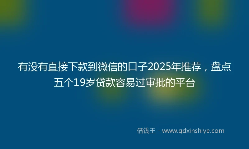 有没有直接下款到微信的口子2025年推荐，盘点五个19岁贷款容易过审批的平台