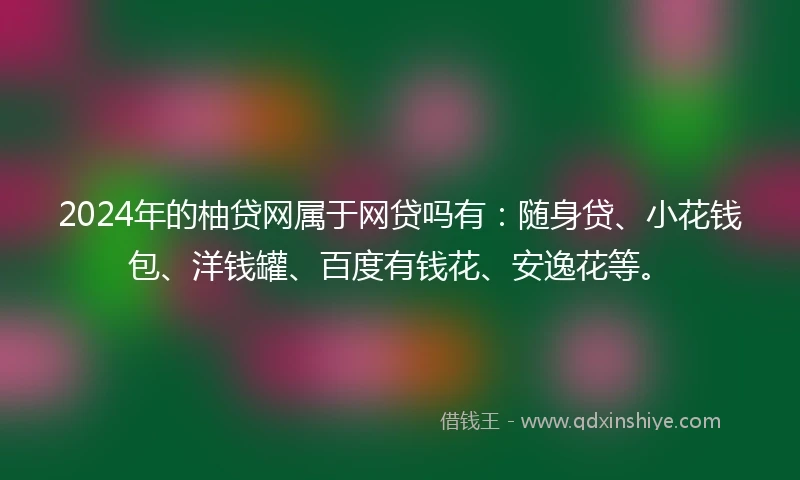 2024年的柚贷网属于网贷吗有：随身贷、小花钱包、洋钱罐、百度有钱花、安逸花等。