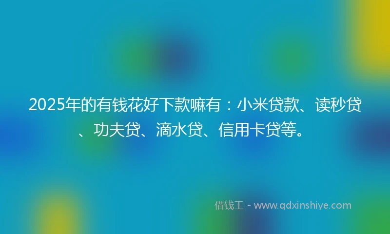 2025年的有钱花好下款嘛有：小米贷款、读秒贷、功夫贷、滴水贷、信用卡贷等。