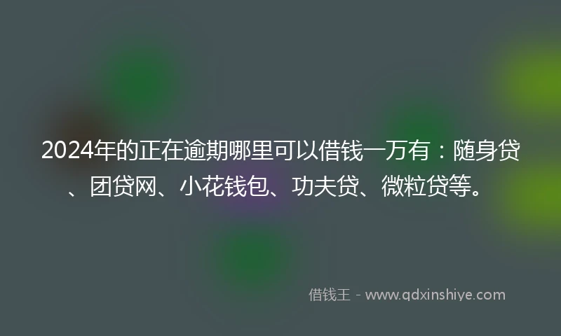 2024年的正在逾期哪里可以借钱一万有：随身贷、团贷网、小花钱包、功夫贷、微粒贷等。