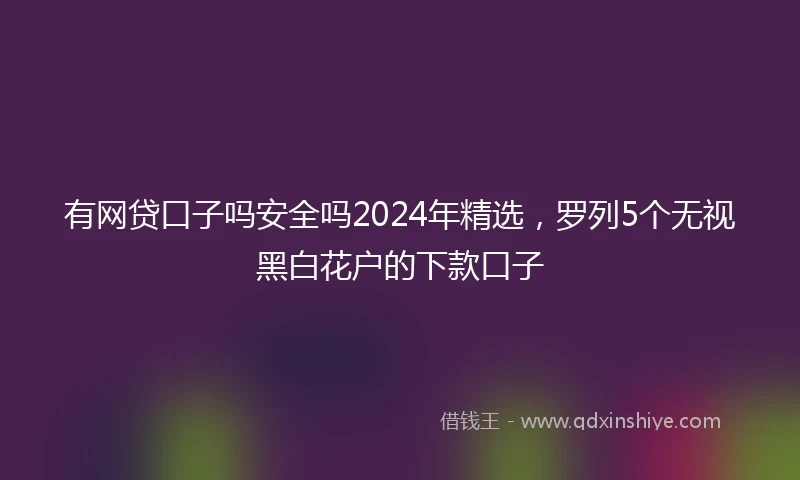 有网贷口子吗安全吗2024年精选，罗列5个无视黑白花户的下款口子