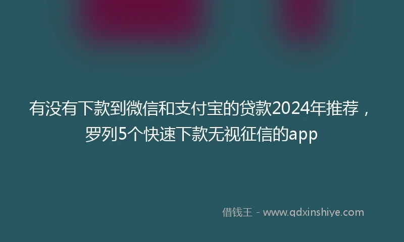 有没有下款到微信和支付宝的贷款2024年推荐，罗列5个快速下款无视征信的app
