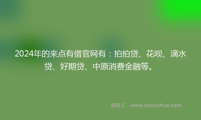 2024年的来点有借官网有：拍拍贷、花呗、滴水贷、好期贷、中原消费金融等。
