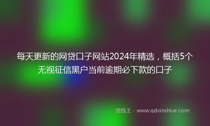 每天更新的网贷口子网站2024年精选，概括5个无视征信黑户当前逾期必下款的口子