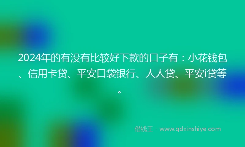 2024年的有没有比较好下款的口子有：小花钱包、信用卡贷、平安口袋银行、人人贷、平安i贷等。