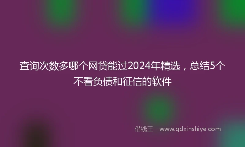 查询次数多哪个网贷能过2024年精选，总结5个不看负债和征信的软件