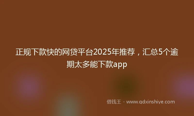 正规下款快的网贷平台2025年推荐，汇总5个逾期太多能下款app