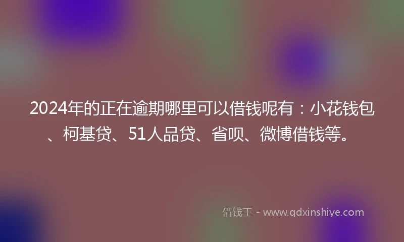 2024年的正在逾期哪里可以借钱呢有：小花钱包、柯基贷、51人品贷、省呗、微博借钱等。