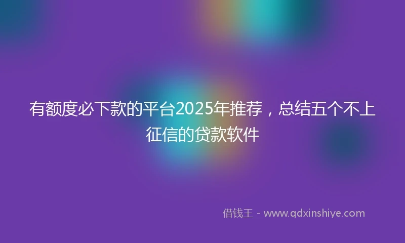 有额度必下款的平台2025年推荐，总结五个不上征信的贷款软件