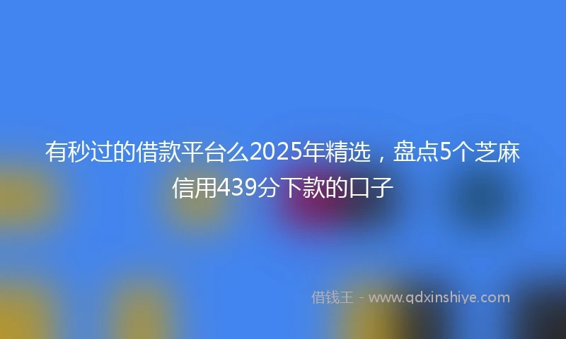 有秒过的借款平台么2025年精选，盘点5个芝麻信用439分下款的口子