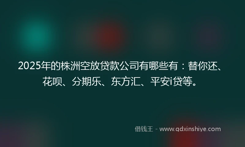 2025年的株洲空放贷款公司有哪些有：替你还、花呗、分期乐、东方汇、平安i贷等。