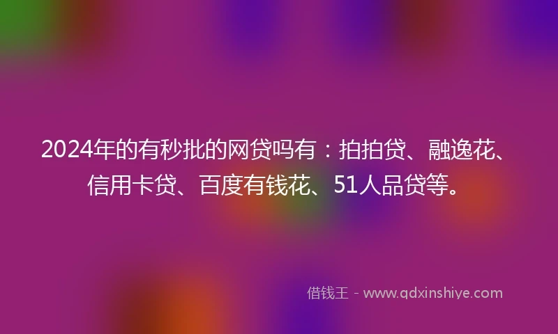 2024年的有秒批的网贷吗有：拍拍贷、融逸花、信用卡贷、百度有钱花、51人品贷等。