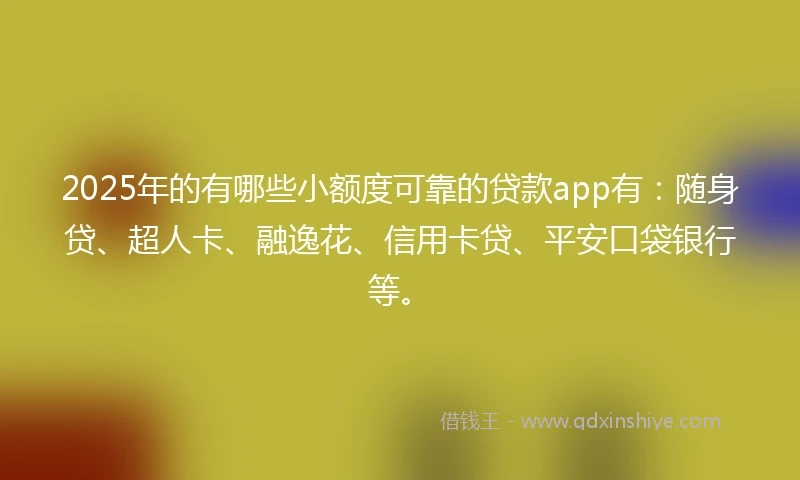 2025年的有哪些小额度可靠的贷款app有：随身贷、超人卡、融逸花、信用卡贷、平安口袋银行等。