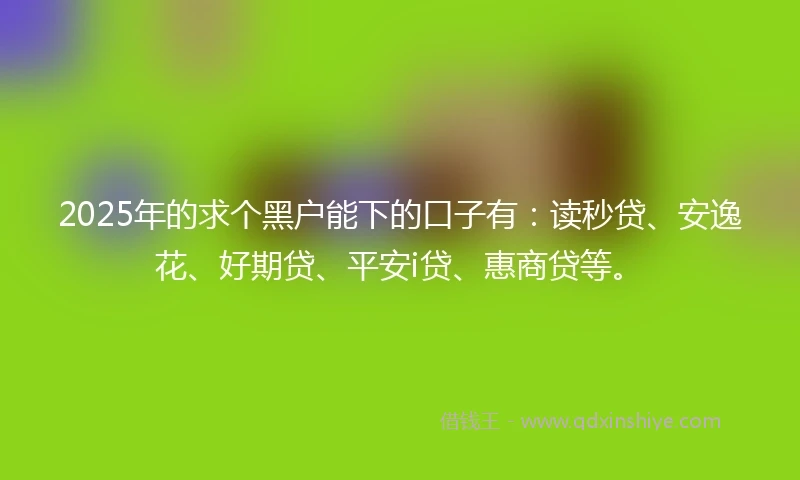 2025年的求个黑户能下的口子有：读秒贷、安逸花、好期贷、平安i贷、惠商贷等。