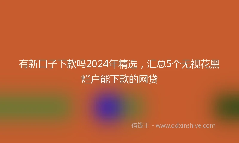 有新口子下款吗2024年精选，汇总5个无视花黑烂户能下款的网贷