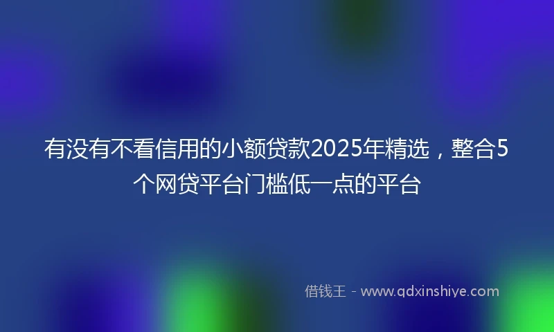 有没有不看信用的小额贷款2025年精选，整合5个网贷平台门槛低一点的平台