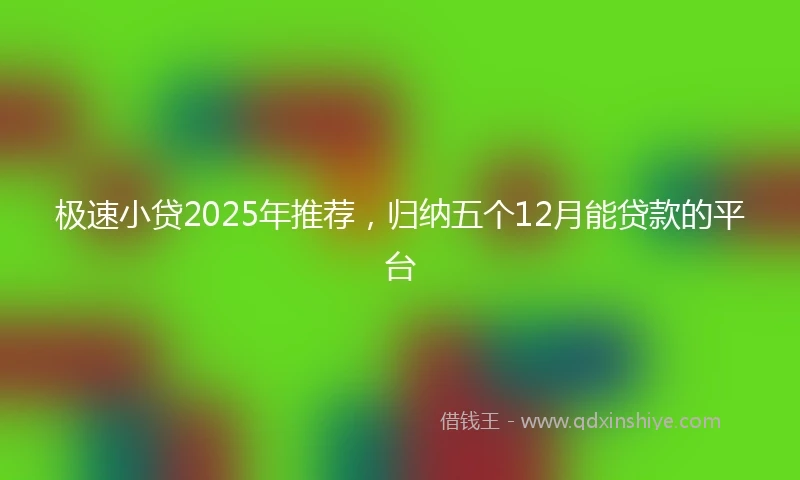 极速小贷2025年推荐，归纳五个12月能贷款的平台