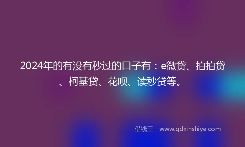 2024年的有没有秒过的口子有：e微贷、拍拍贷、柯基贷、花呗、读秒贷等。