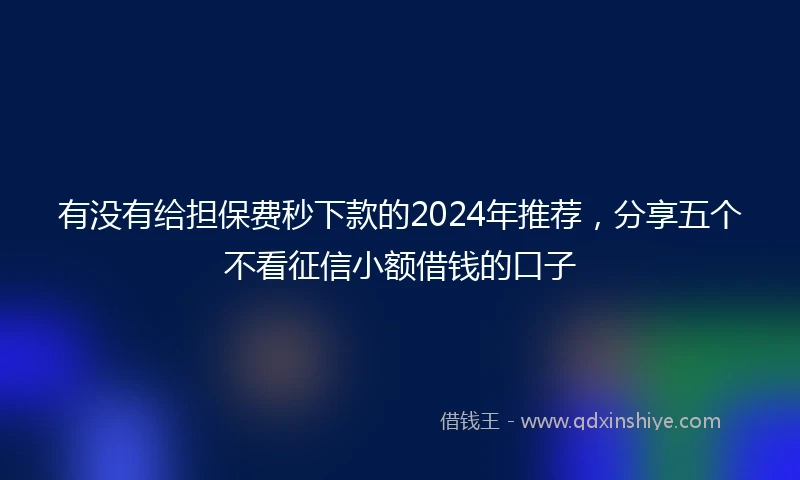 有没有给担保费秒下款的2024年推荐，分享五个不看征信小额借钱的口子