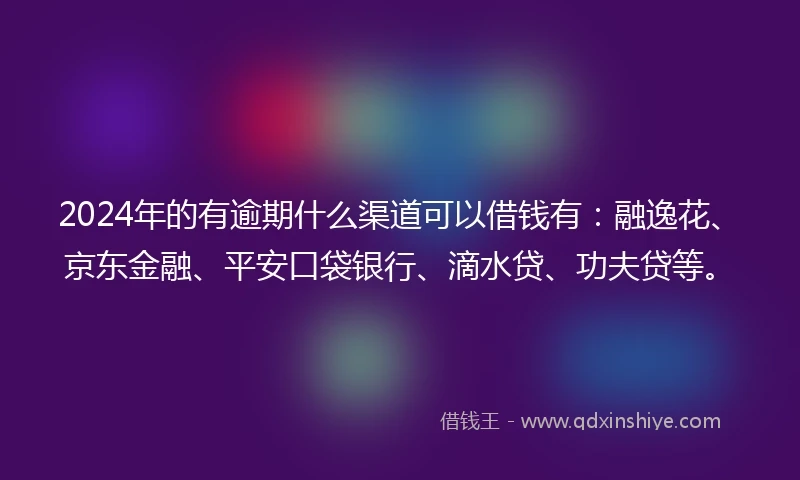2024年的有逾期什么渠道可以借钱有：融逸花、京东金融、平安口袋银行、滴水贷、功夫贷等。