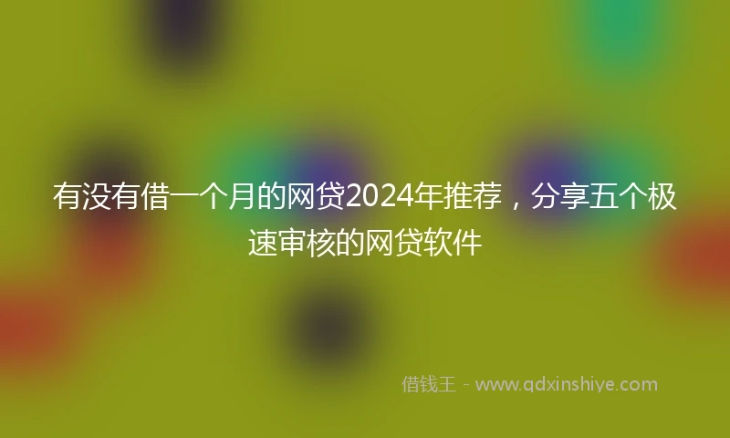 有没有借一个月的网贷2024年推荐，分享五个极速审核的网贷软件
