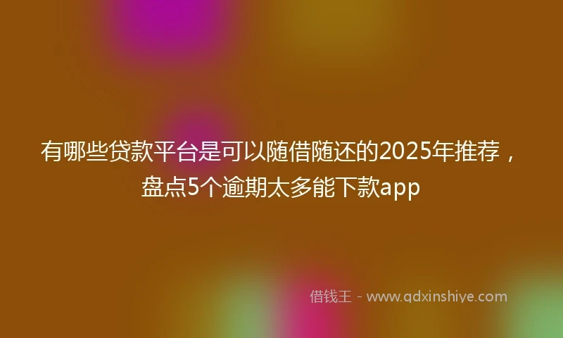 有哪些贷款平台是可以随借随还的2025年推荐，盘点5个逾期太多能下款app