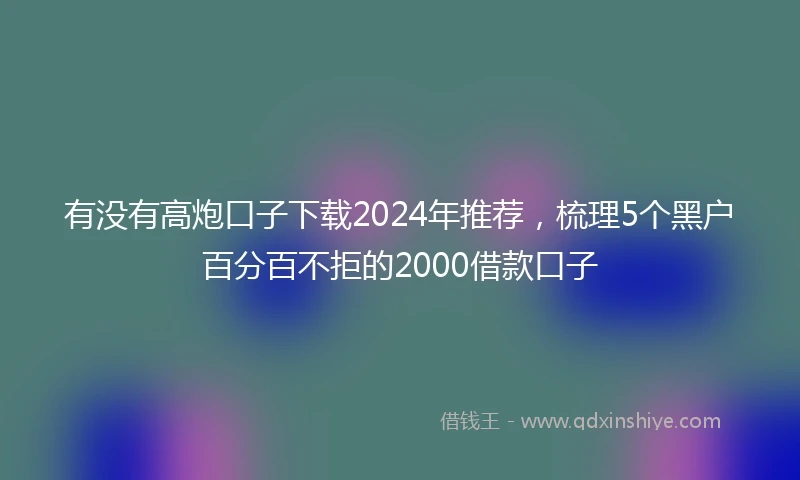 有没有高炮口子下载2024年推荐，梳理5个黑户百分百不拒的2000借款口子