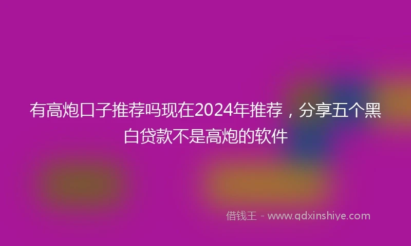 有高炮口子推荐吗现在2024年推荐，分享五个黑白贷款不是高炮的软件