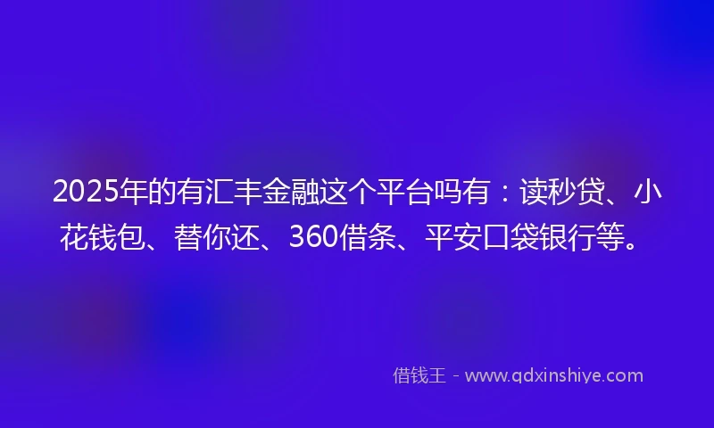 2025年的有汇丰金融这个平台吗有：读秒贷、小花钱包、替你还、360借条、平安口袋银行等。