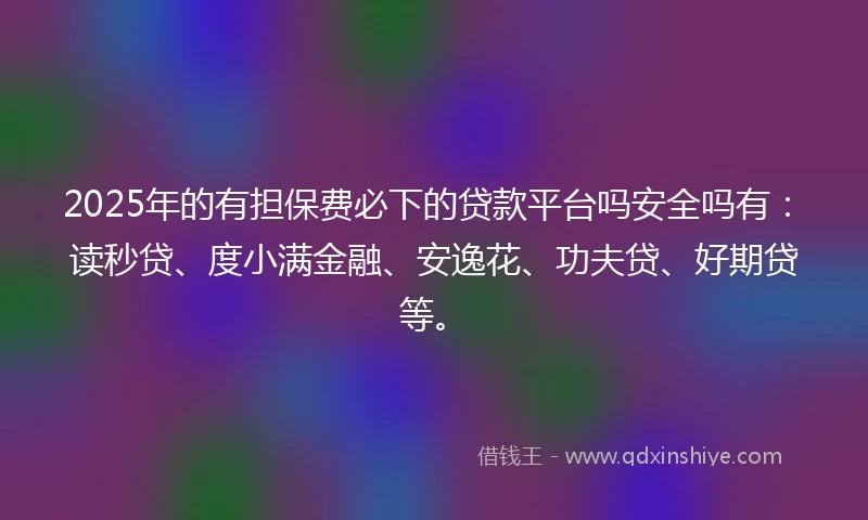 2025年的有担保费必下的贷款平台吗安全吗有：读秒贷、度小满金融、安逸花、功夫贷、好期贷等。