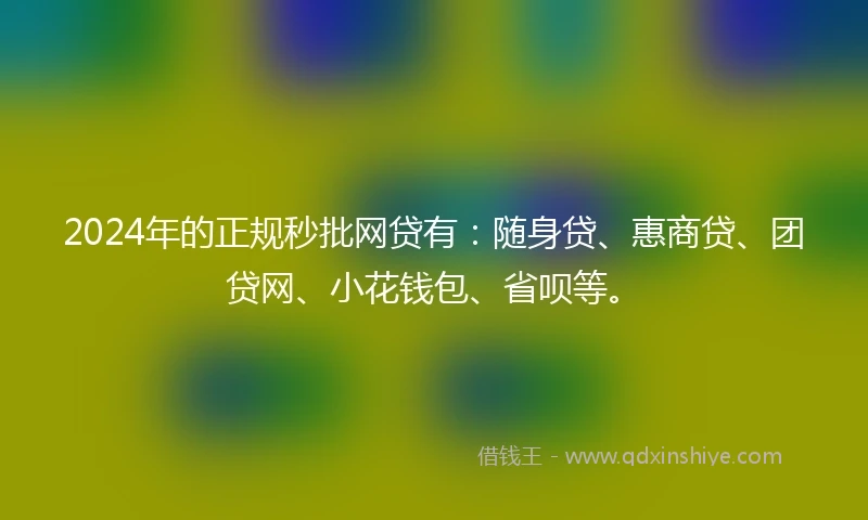 2024年的正规秒批网贷有：随身贷、惠商贷、团贷网、小花钱包、省呗等。