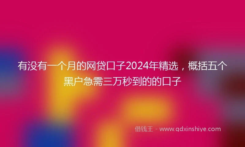 有没有一个月的网贷口子2024年精选，概括五个黑户急需三万秒到的的口子