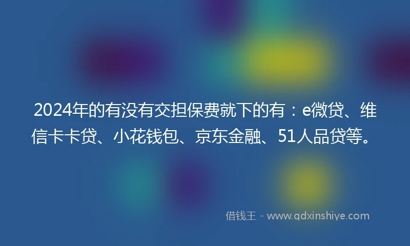 2024年的有没有交担保费就下的有：e微贷、维信卡卡贷、小花钱包、京东金融、51人品贷等。
