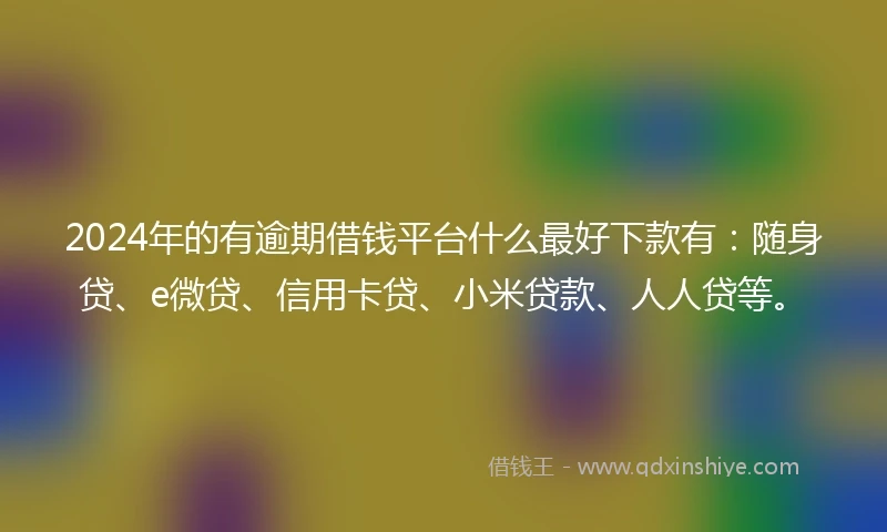 2024年的有逾期借钱平台什么最好下款有：随身贷、e微贷、信用卡贷、小米贷款、人人贷等。