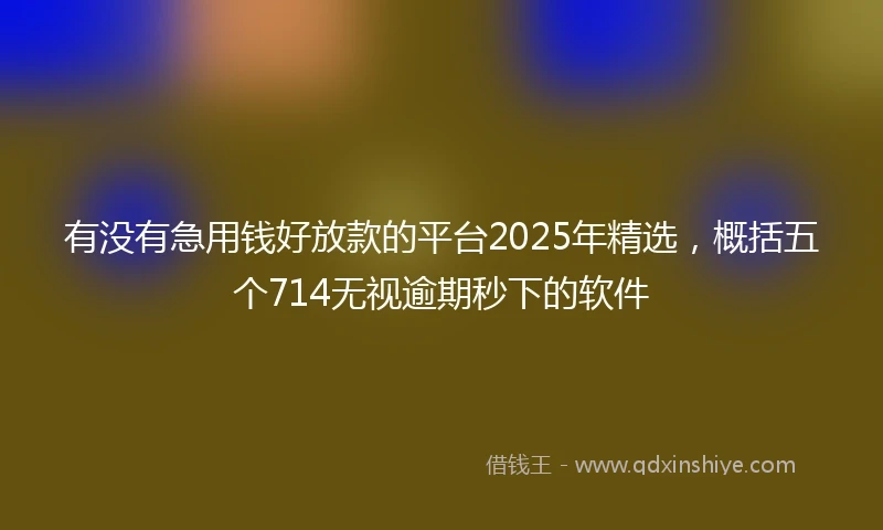 有没有急用钱好放款的平台2025年精选，概括五个714无视逾期秒下的软件
