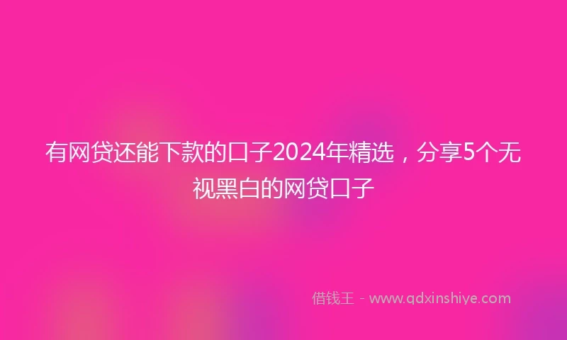 有网贷还能下款的口子2024年精选，分享5个无视黑白的网贷口子