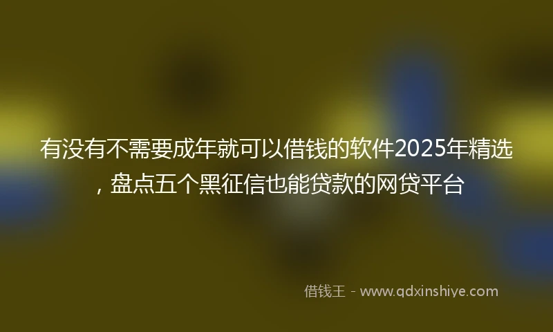 有没有不需要成年就可以借钱的软件2025年精选，盘点五个黑征信也能贷款的网贷平台