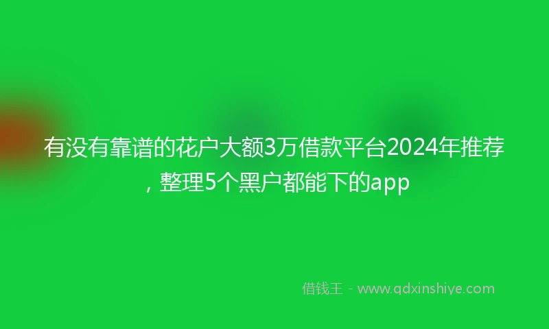 有没有靠谱的花户大额3万借款平台2024年推荐，整理5个黑户都能下的app
