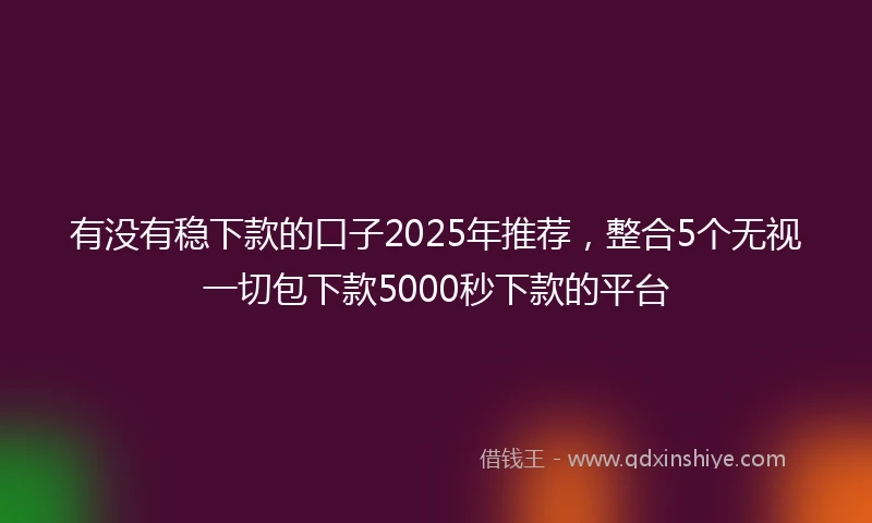 有没有稳下款的口子2025年推荐，整合5个无视一切包下款5000秒下款的平台