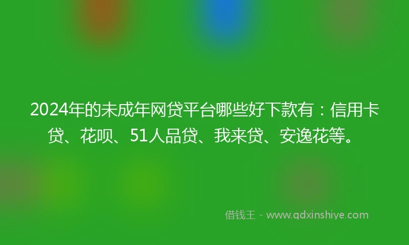 2024年的未成年网贷平台哪些好下款有：信用卡贷、花呗、51人品贷、我来贷、安逸花等。