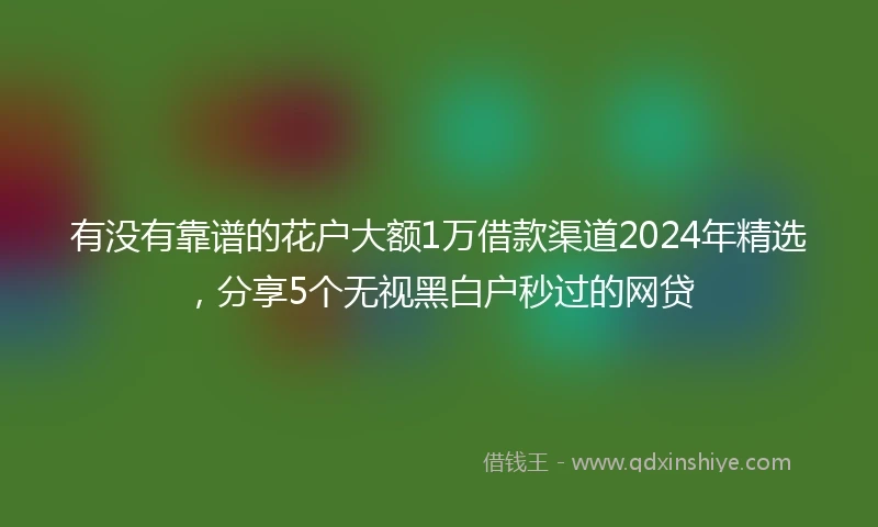 有没有靠谱的花户大额1万借款渠道2024年精选，分享5个无视黑白户秒过的网贷