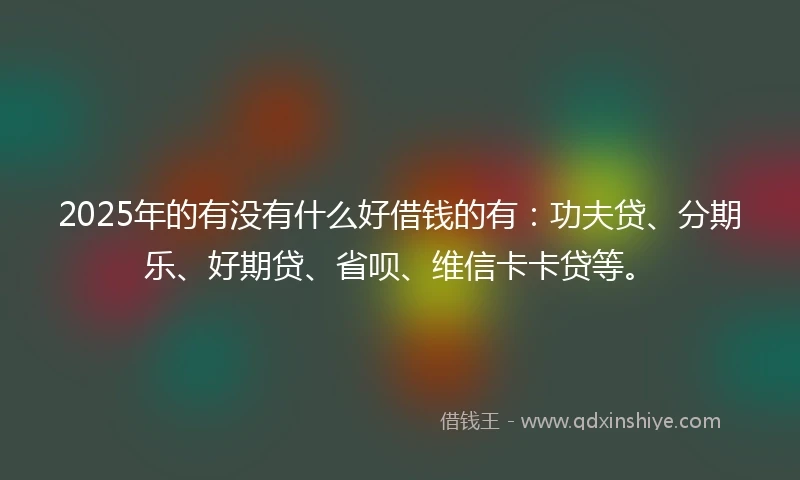 2025年的有没有什么好借钱的有：功夫贷、分期乐、好期贷、省呗、维信卡卡贷等。