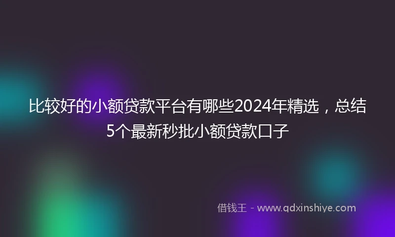比较好的小额贷款平台有哪些2024年精选，总结5个最新秒批小额贷款口子
