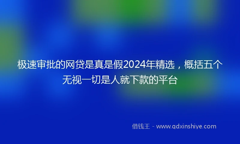 极速审批的网贷是真是假2024年精选，概括五个无视一切是人就下款的平台