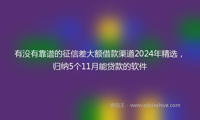 有没有靠谱的征信差大额借款渠道2024年精选，归纳5个11月能贷款的软件